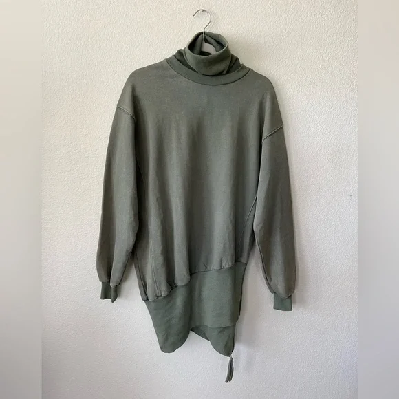 NWT RETROFETE Desreen Asymmetrical Sweater Dress in Army Green Women's Size XS - Picture 2 of 16